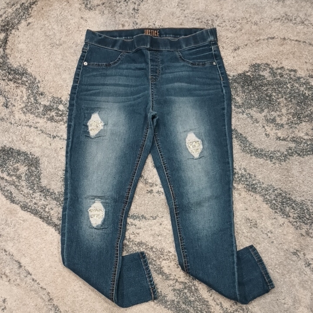 Justice Blue Skinny Distressed Jeans